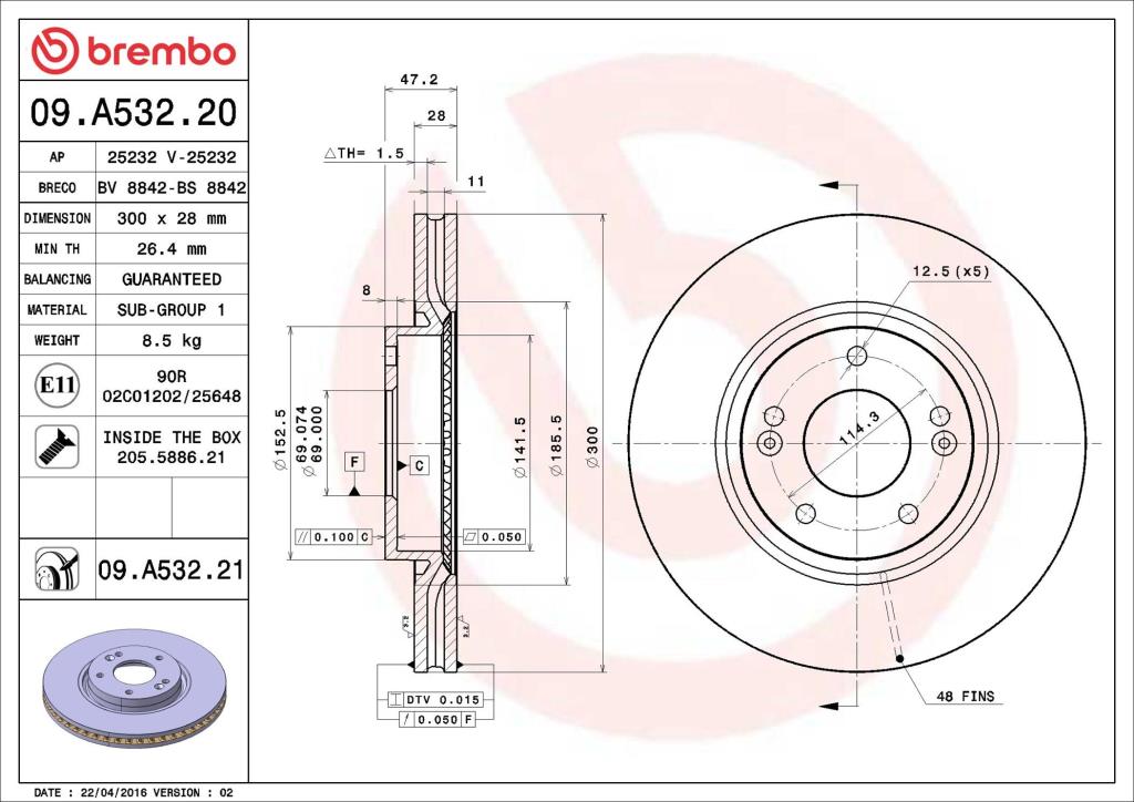 Discos de freno BREMBO ref. 09.A532.21
