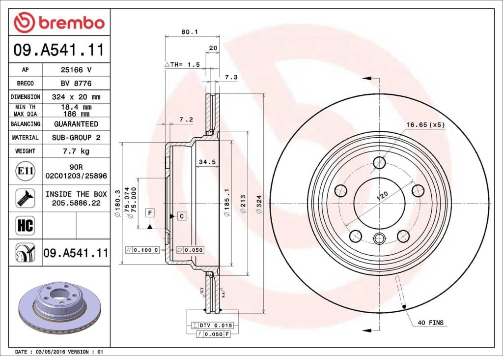 Discos de freno BREMBO ref. 09.A541.11
