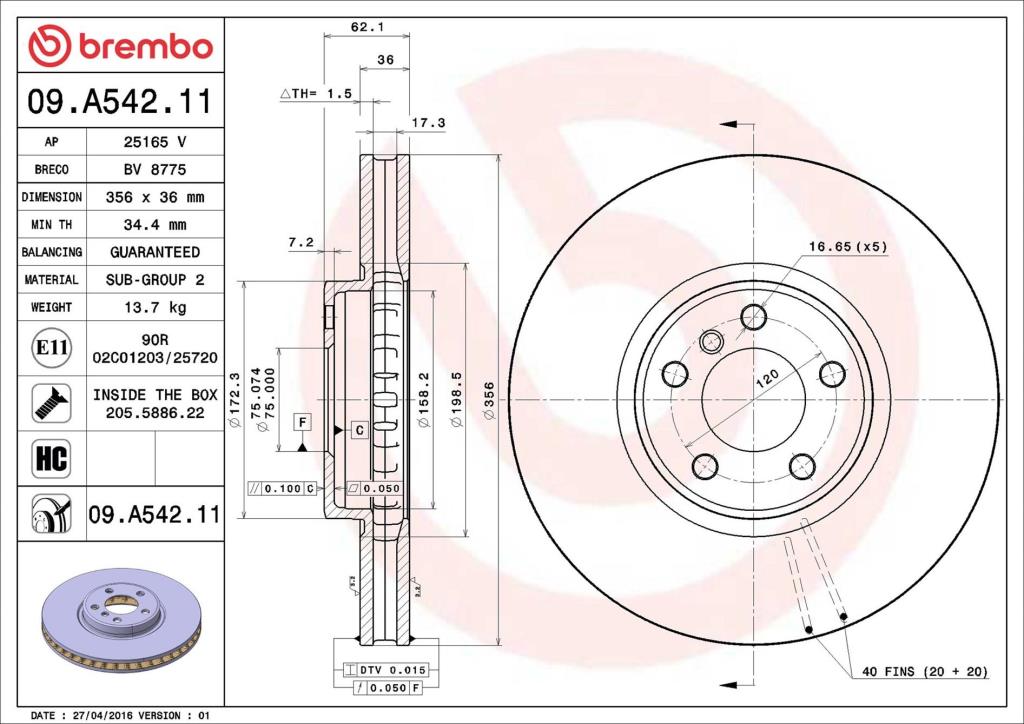 Discos de freno BREMBO ref. 09.A542.11