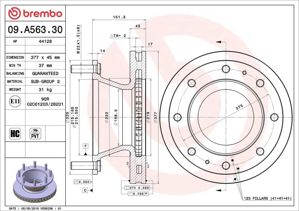 Disques de frein BREMBO 09.A563.30