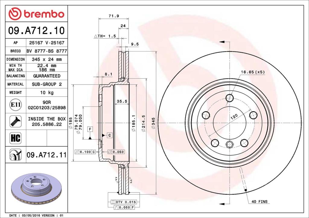Discos de freno BREMBO ref. 09.A712.11