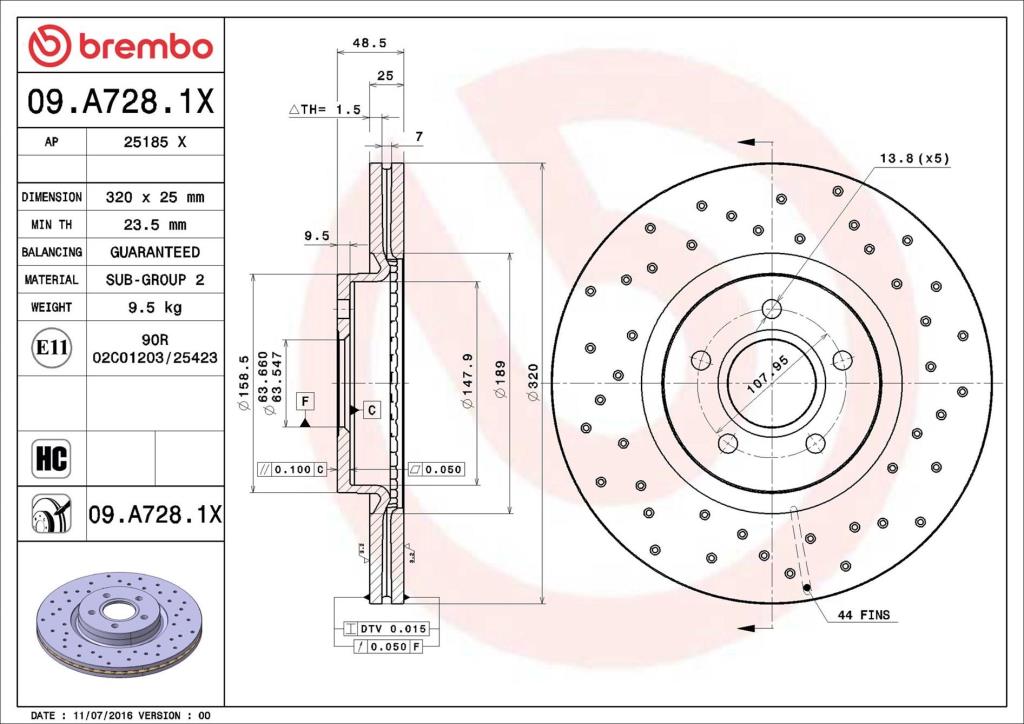 Discos de travão BREMBO 09.A728.1X
