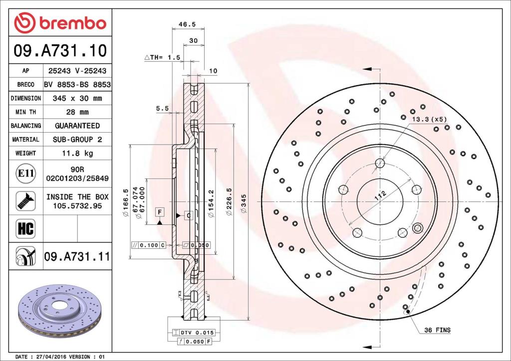 Discos de freno BREMBO ref. 09.A731.11