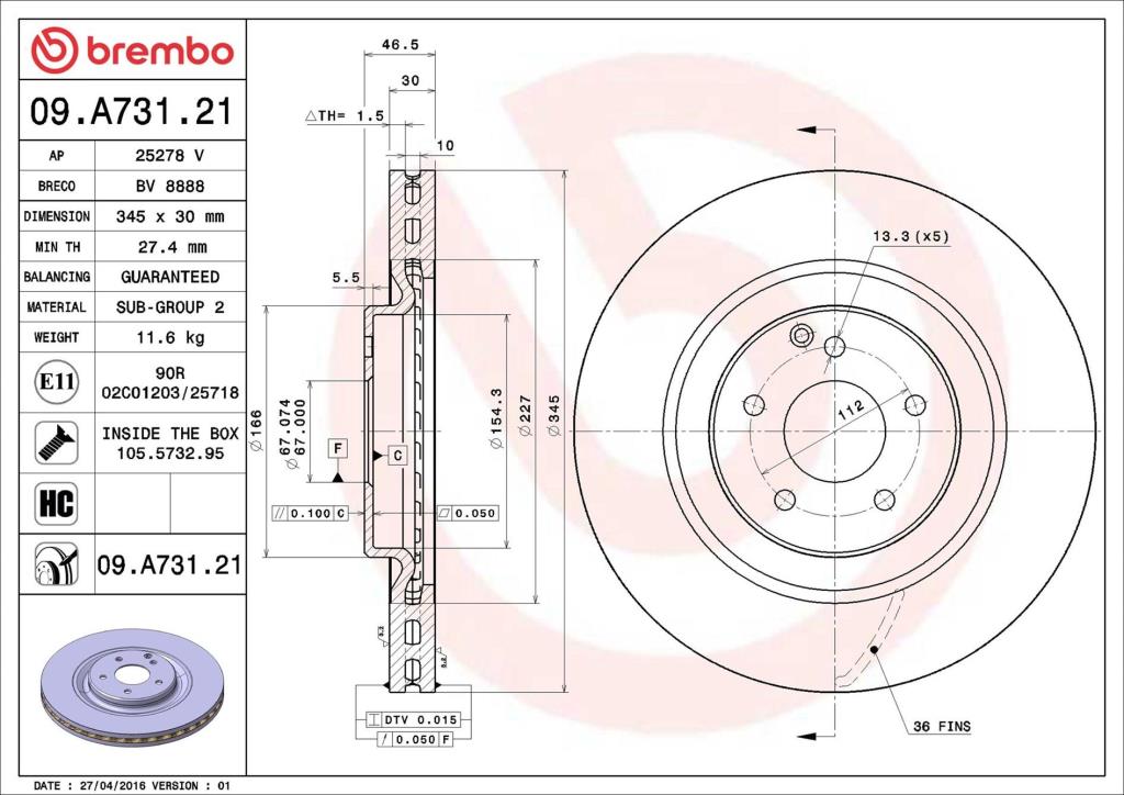 Discos de freno BREMBO ref. 09.A731.21
