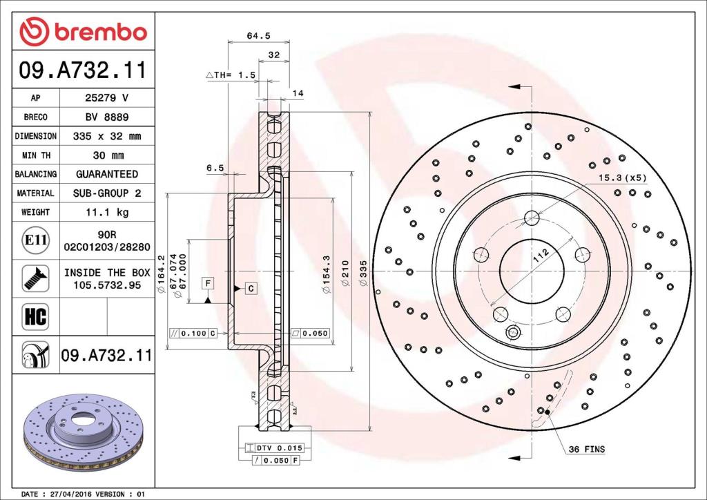Discos de freno BREMBO ref. 09.A732.11