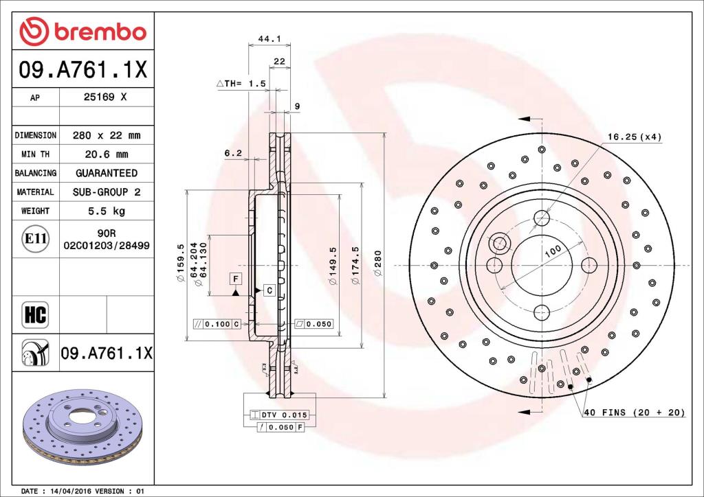 Discos de freno BREMBO ref. 09.A761.1X