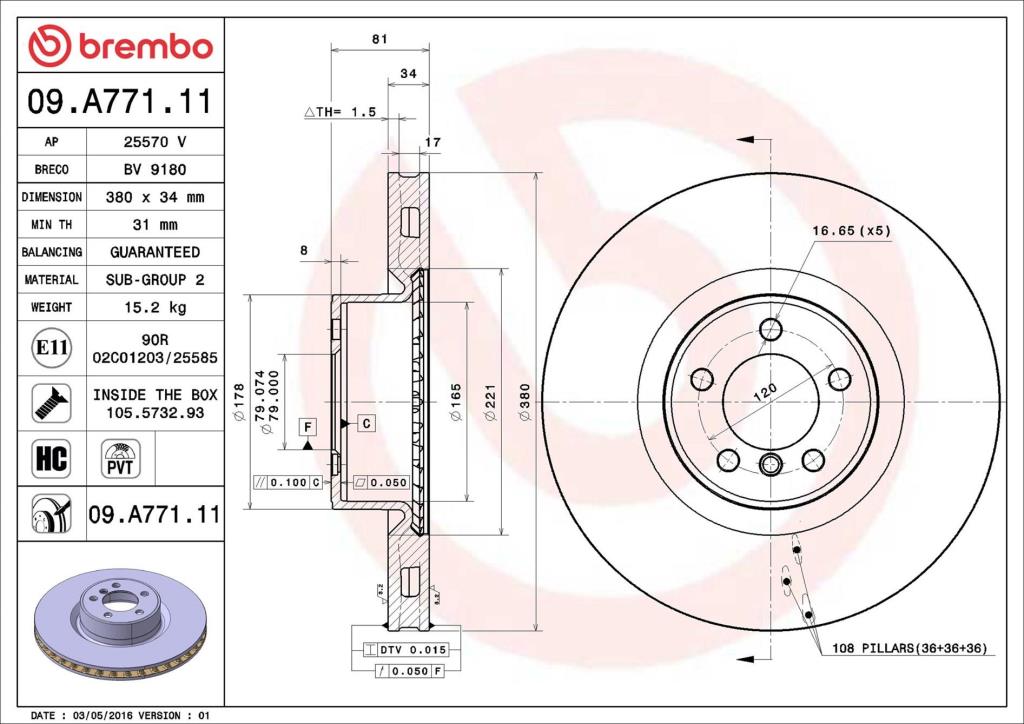 Discos de freno BREMBO ref. 09.A771.11