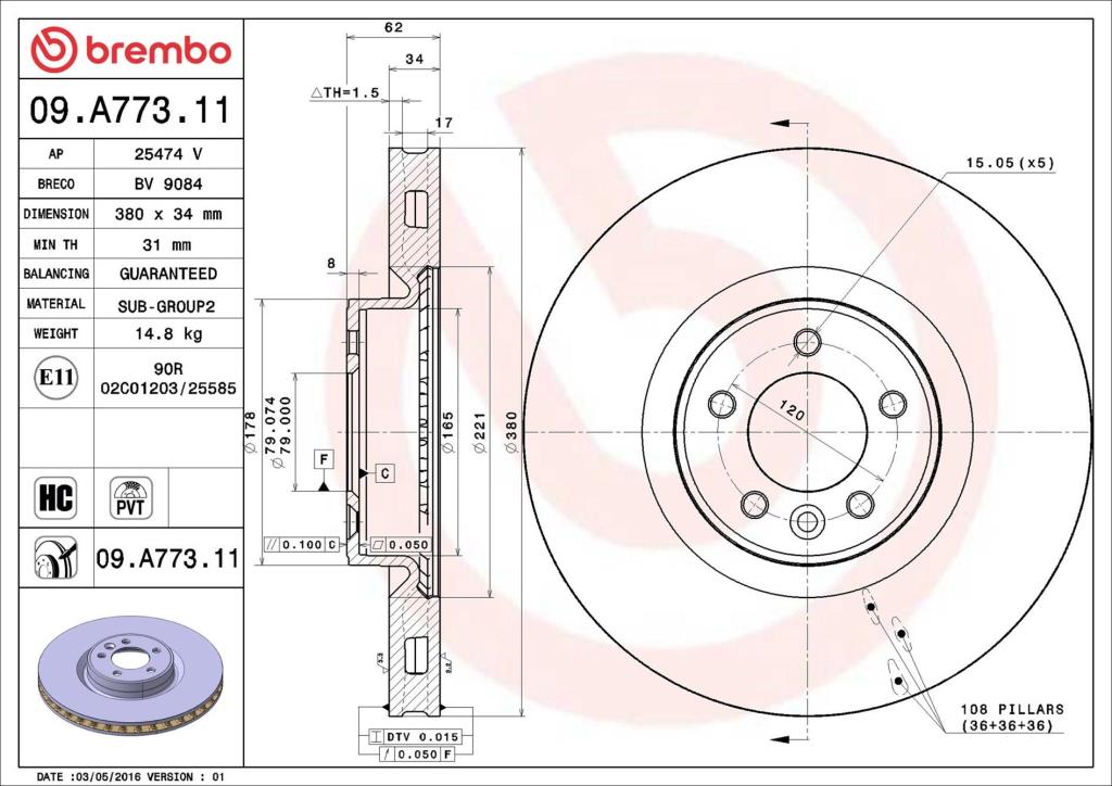 Discos de freno BREMBO ref. 09.A773.11