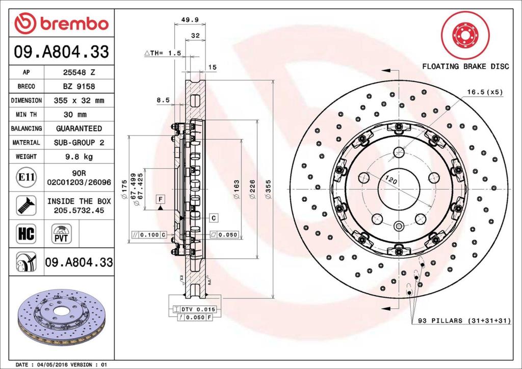 Discos de freno BREMBO ref. 09.A804.33