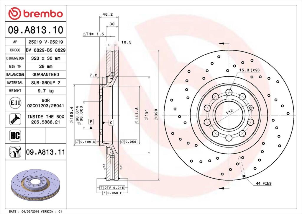 Disques de frein BREMBO 09.A813.11