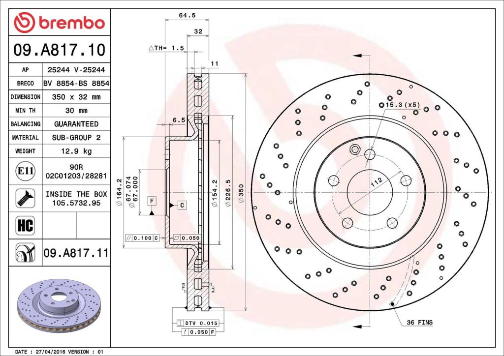 Discos de freno BREMBO ref. 09.A817.11