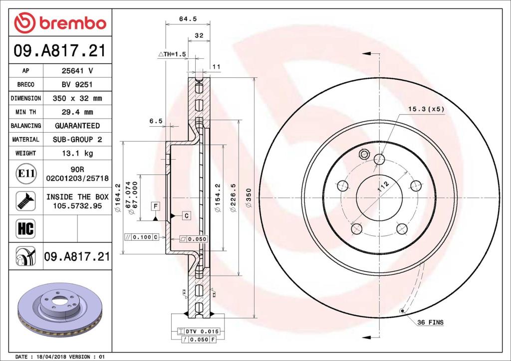 Discos de freno BREMBO ref. 09.A817.21