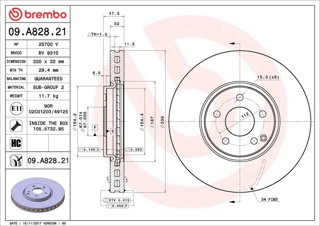 Discos de freno BREMBO ref. 09.A828.21