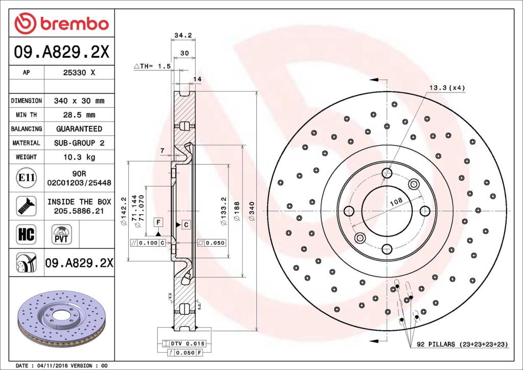 Discos de freno BREMBO ref. 09.A829.2X