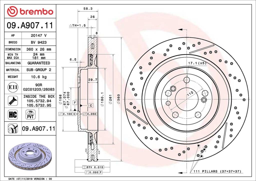 Discos de travão BREMBO 09.A907.11