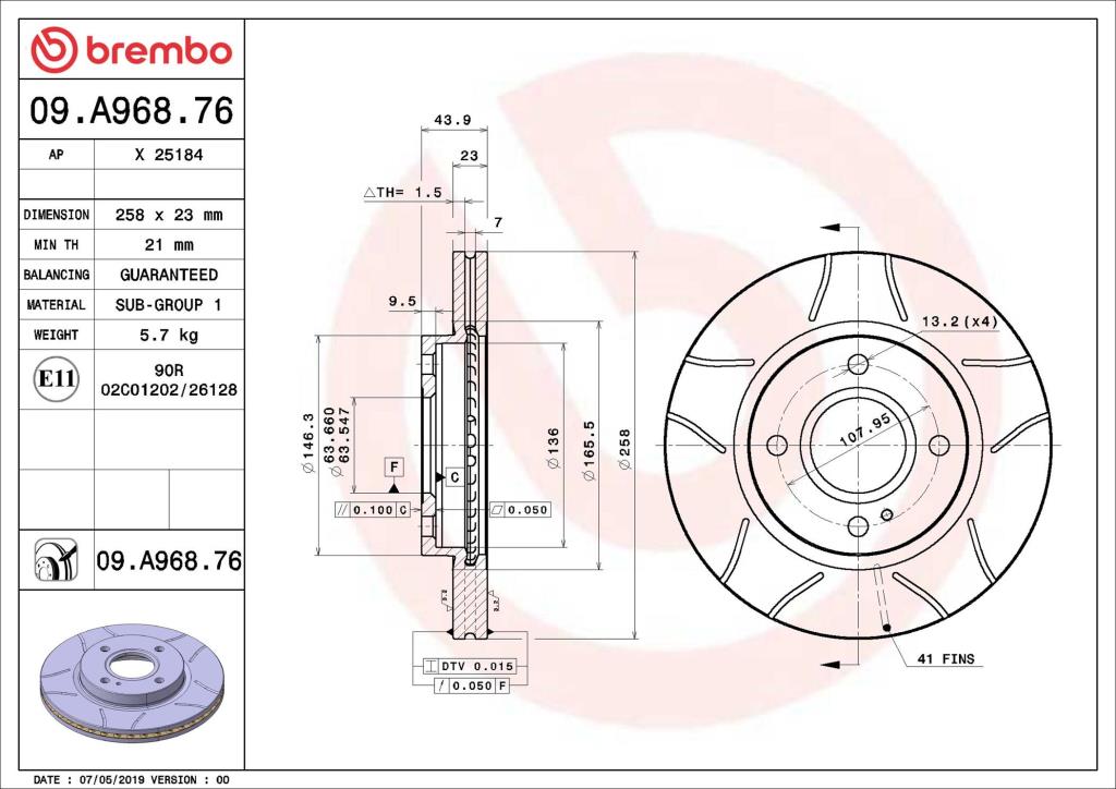 Discos de freno BREMBO ref. 09.A968.76