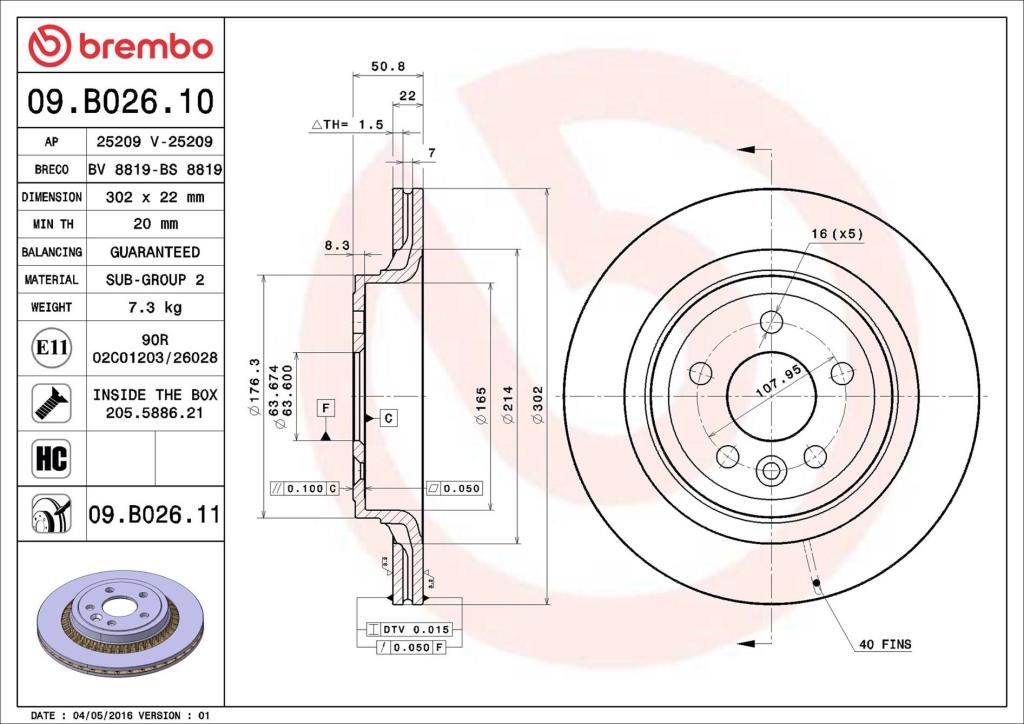 Discos de freno BREMBO ref. 09.B026.11