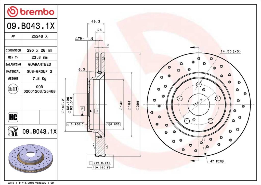 Discos de freno BREMBO ref. 09.B043.1X