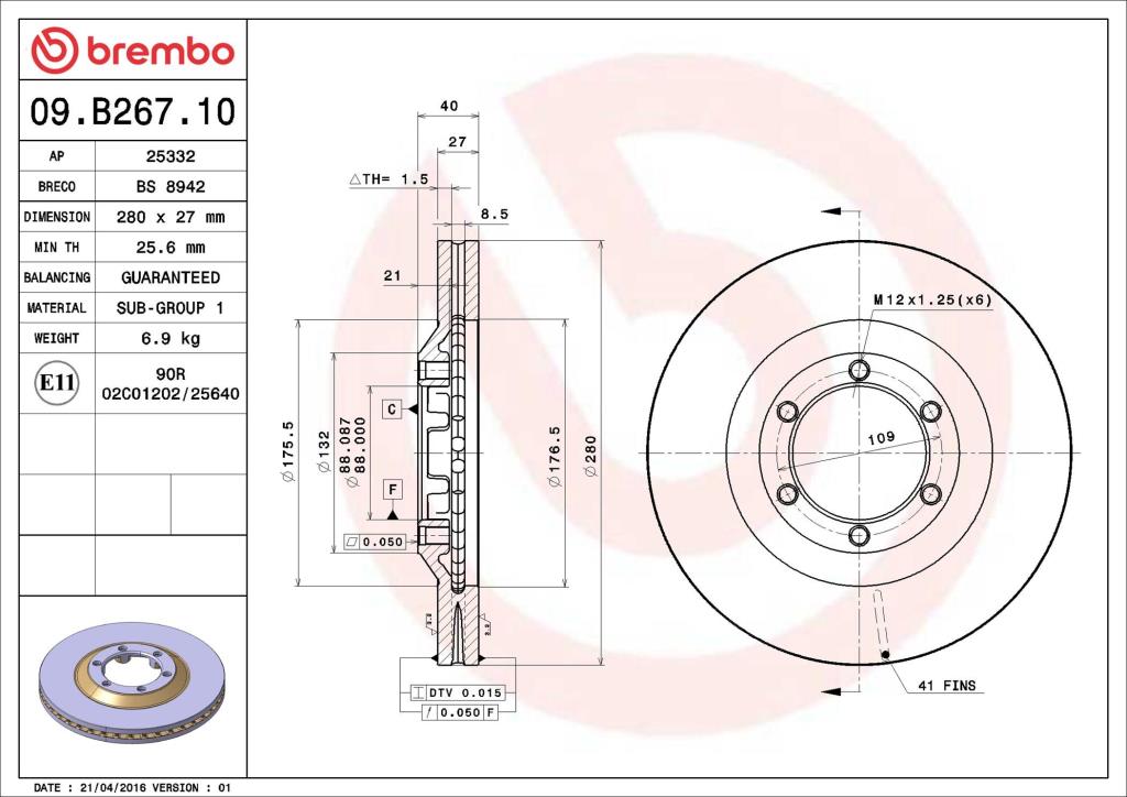 Discos de freno BREMBO ref. 09.B267.10
