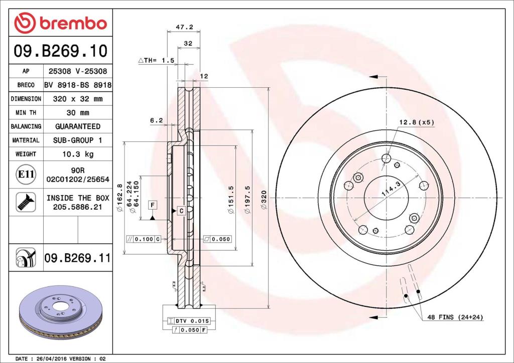Discos de freno BREMBO ref. 09.B269.11
