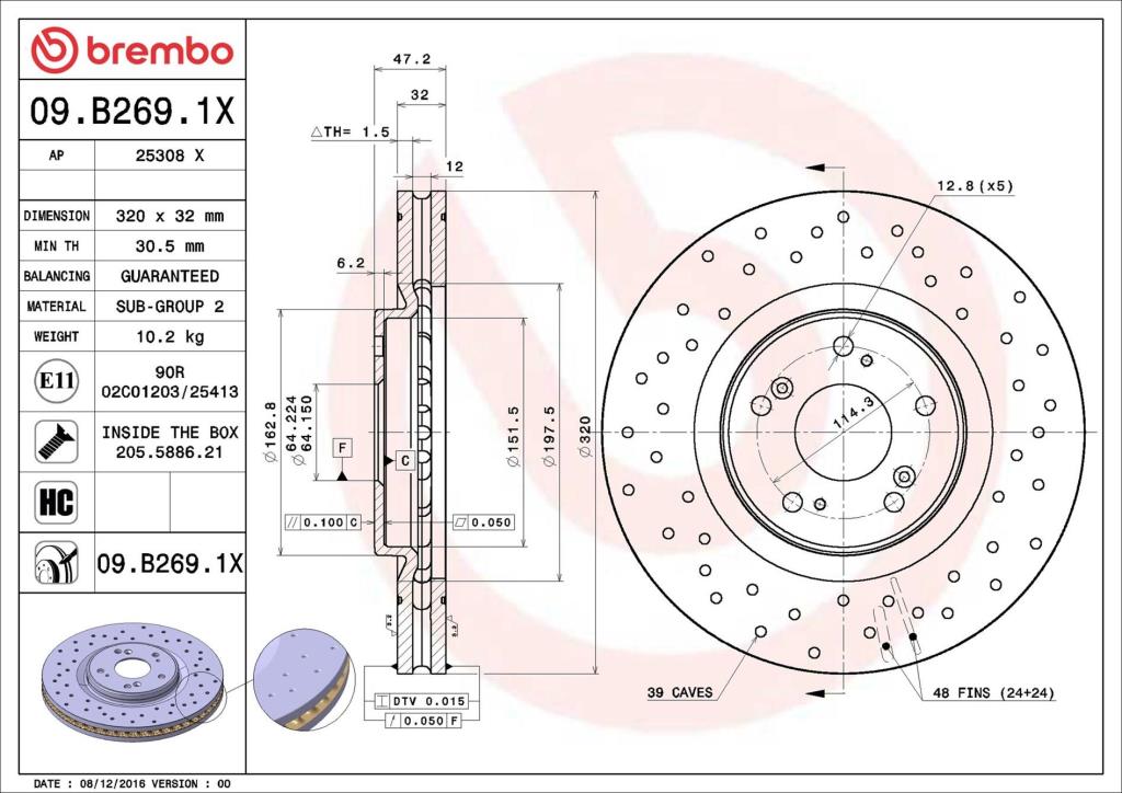 Discos de freno BREMBO ref. 09.B269.1X