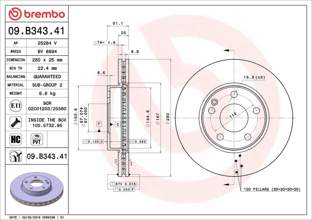 Discos de freno BREMBO ref. 09.B343.41