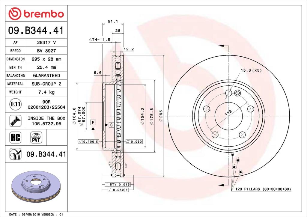 Discos de freno BREMBO ref. 09.B344.41
