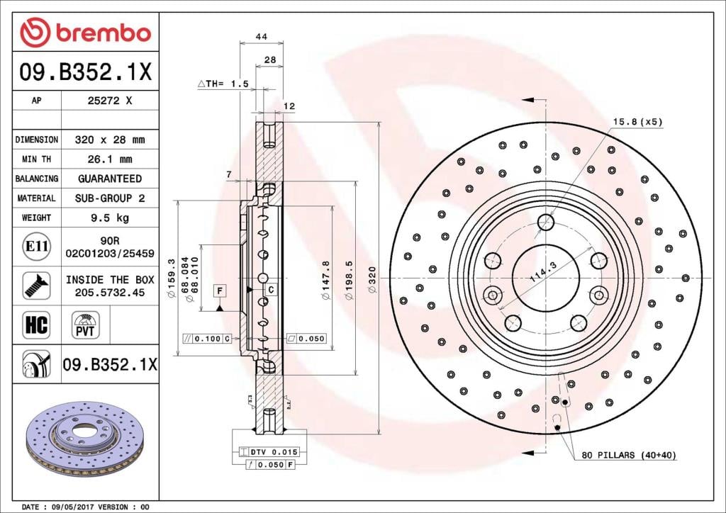 Discos de freno BREMBO ref. 09.B352.1X