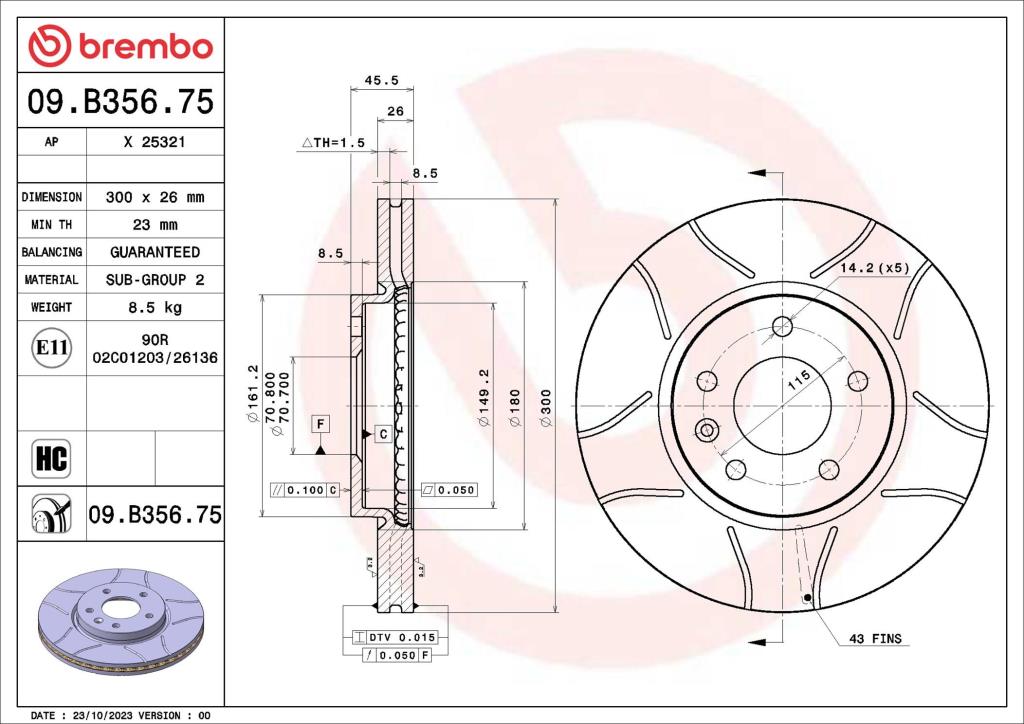 Discos de freno BREMBO ref. 09.B356.75