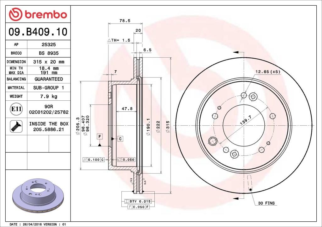 Discos de freno BREMBO ref. 09.B409.10