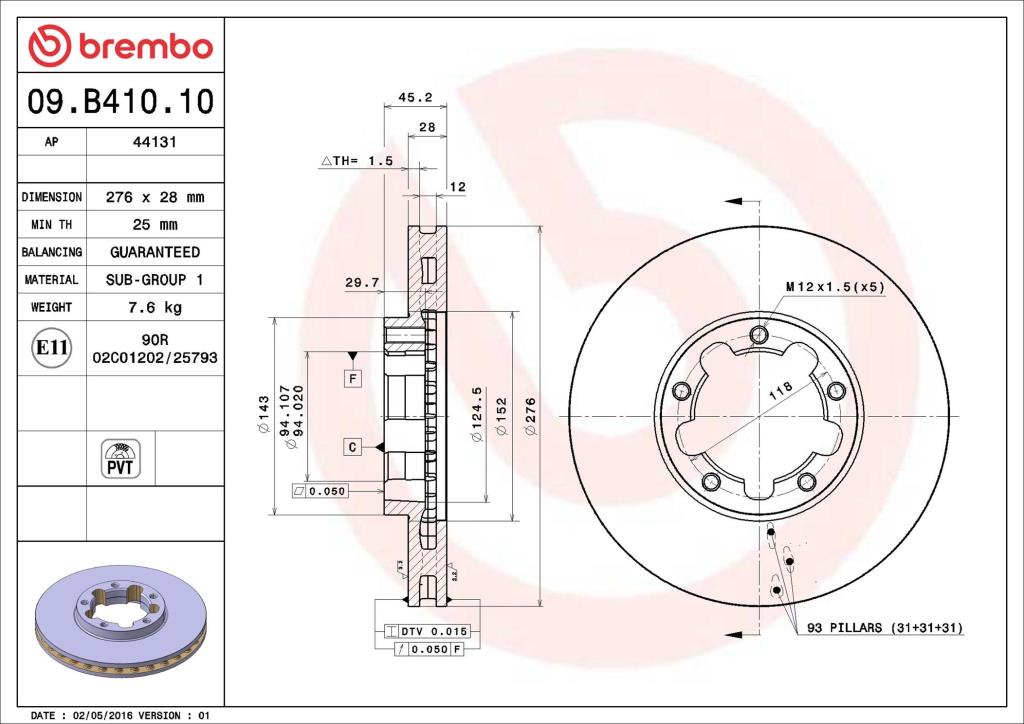 Discos de freno BREMBO ref. 09.B410.10