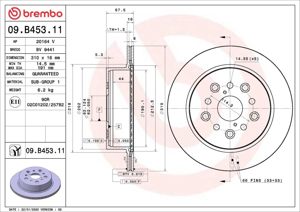 Discos de freno BREMBO ref. 09.B453.11