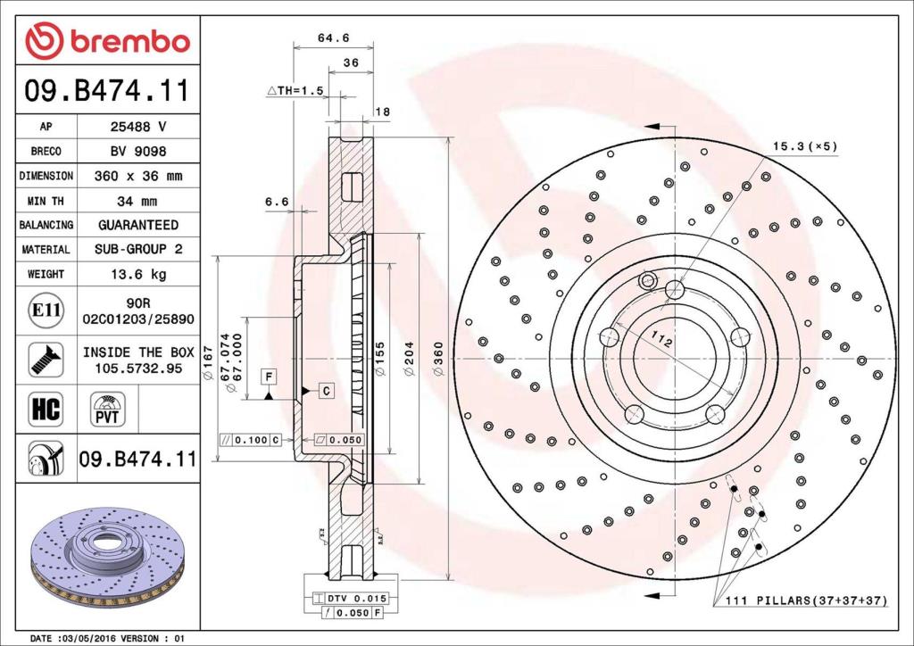 Discos de freno BREMBO ref. 09.B474.11