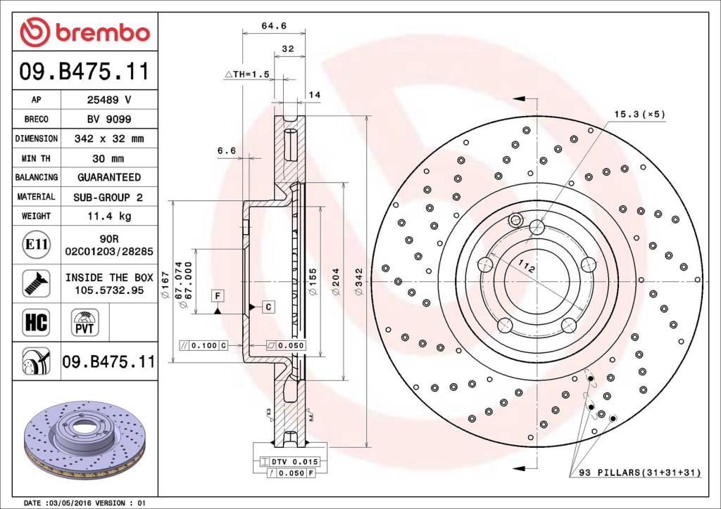 Discos de freno BREMBO ref. 09.B475.11