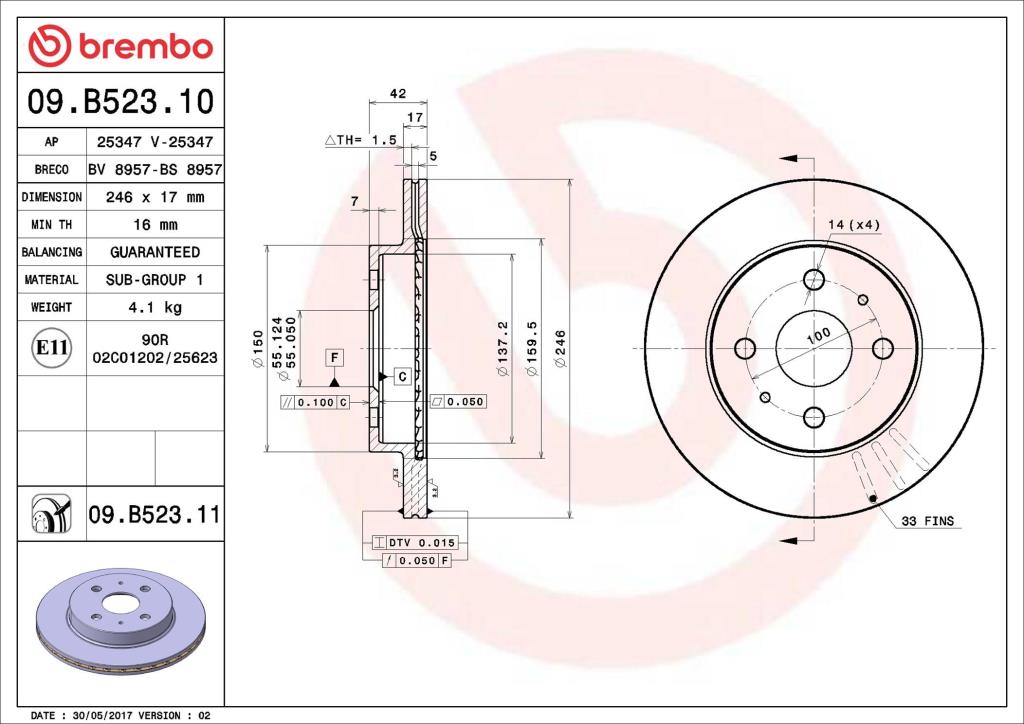 Discos de freno BREMBO ref. 09.B523.10