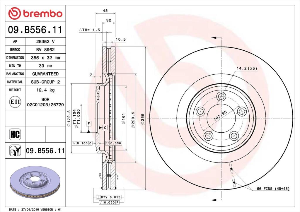 Discos de freno BREMBO ref. 09.B556.11