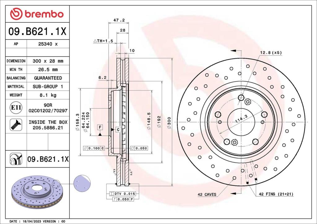 Discos de travão BREMBO 09.B621.1X