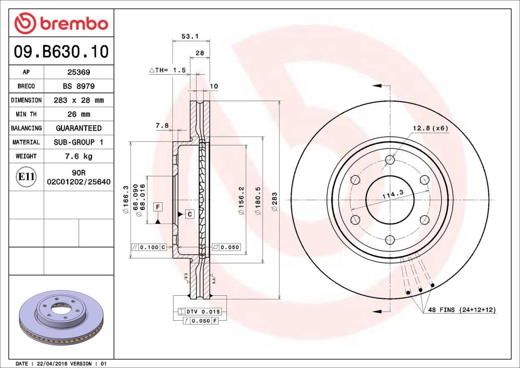 Discos de travão BREMBO 09.B630.10