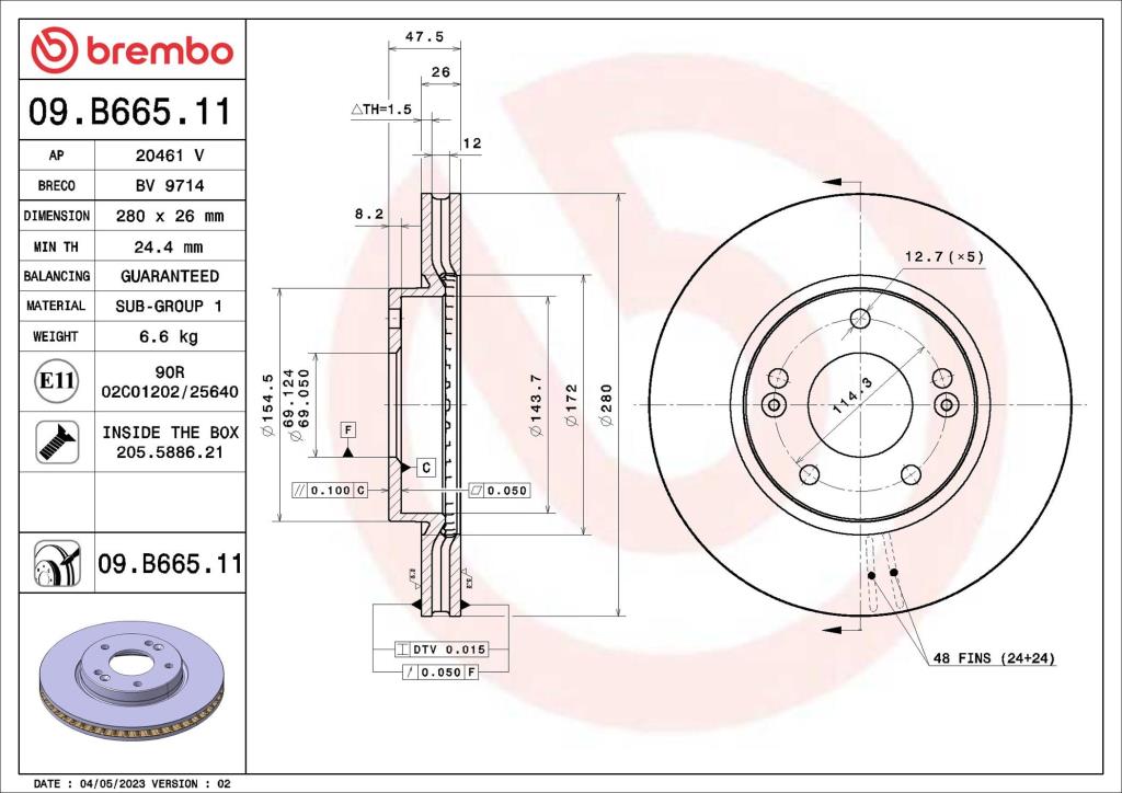 Disques de frein BREMBO 09.B665.11