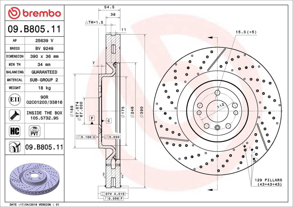 Discos de freno BREMBO ref. 09.B805.11