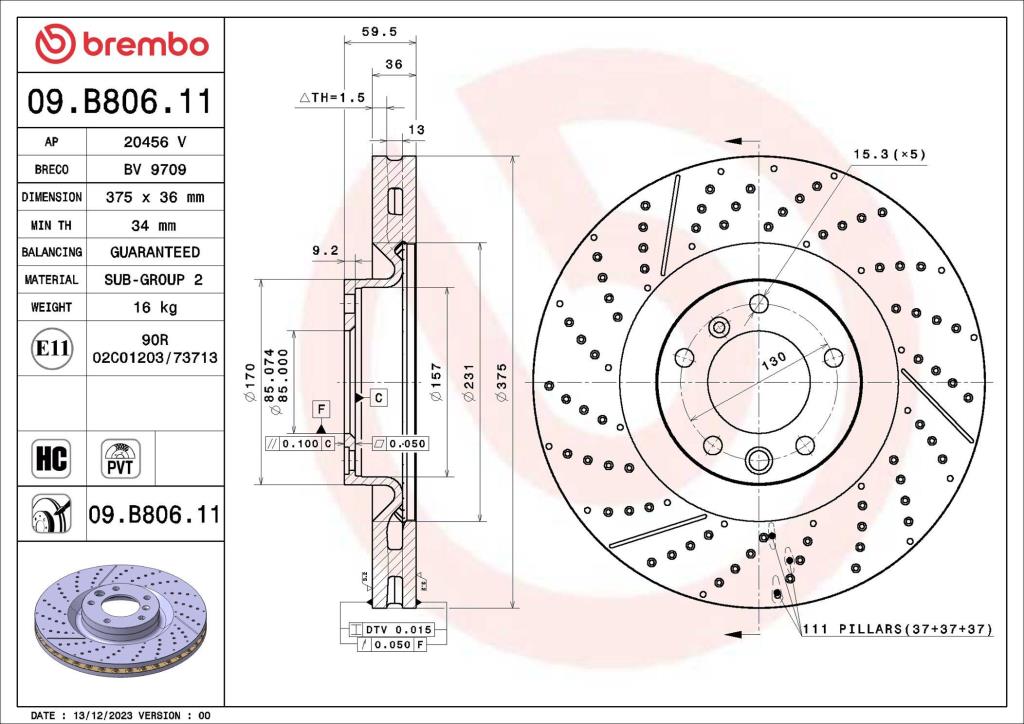 Discos de travão BREMBO 09.B806.11