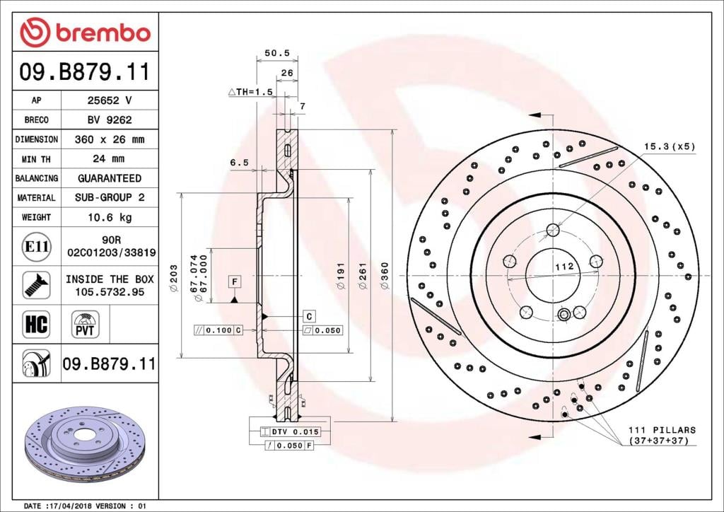 Discos de freno BREMBO ref. 09.B879.11
