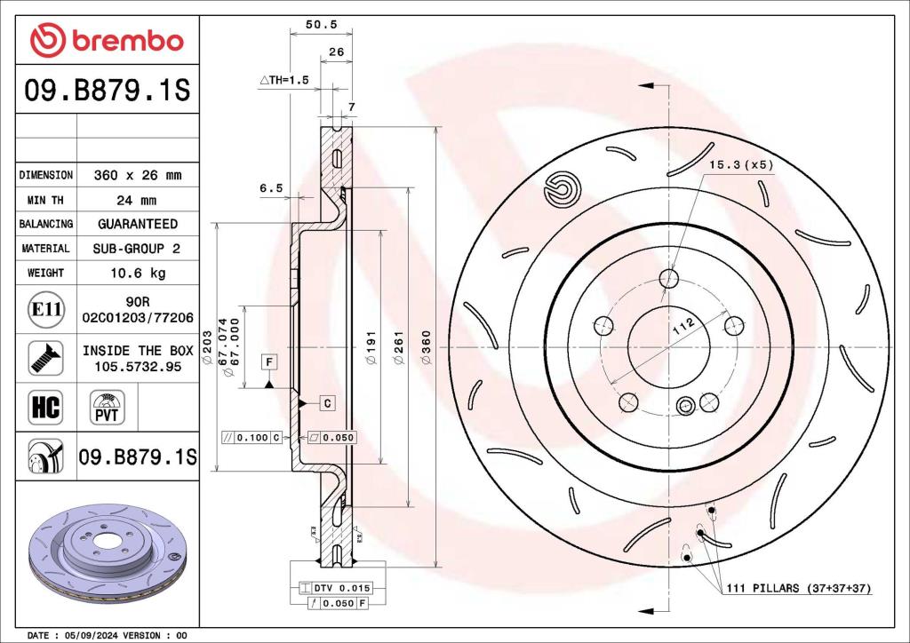 Discos de freno BREMBO ref. 09.B879.1S