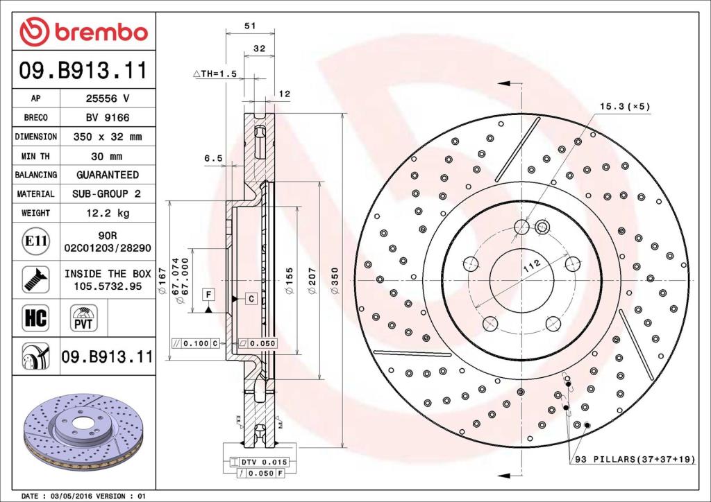 Discos de freno BREMBO ref. 09.B913.11