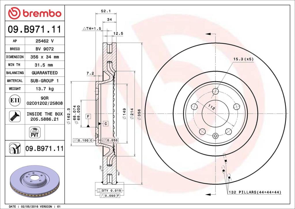 Discos de freno BREMBO ref. 09.B971.11
