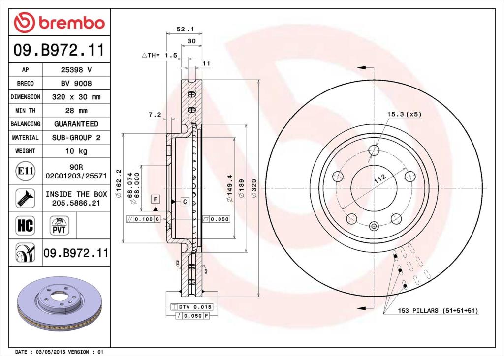 Disques de frein BREMBO 09.B972.11
