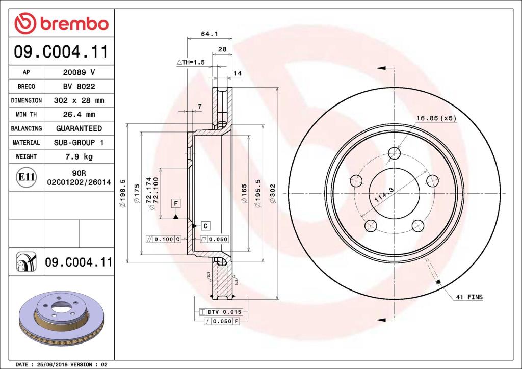 Discos de freno BREMBO ref. 09.C004.11