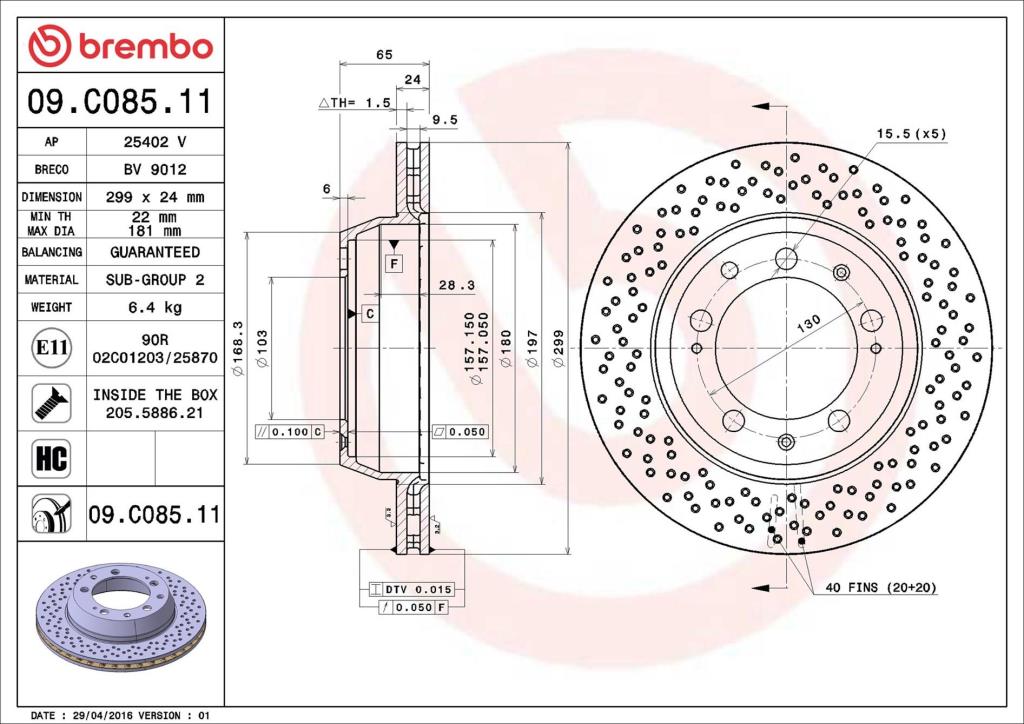 Disques de frein BREMBO 09.C085.11