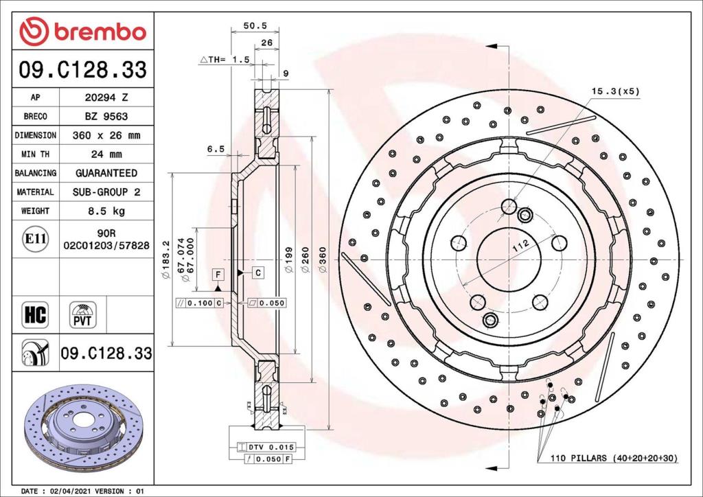 Discos de freno BREMBO ref. 09.C128.33