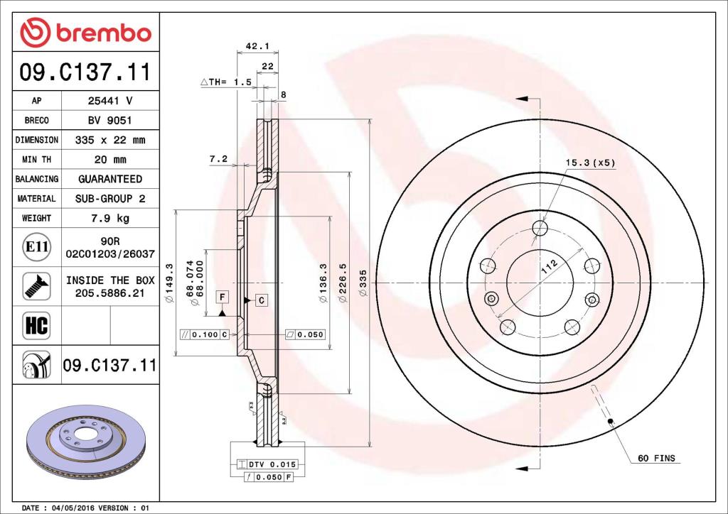 Discos de travão BREMBO 09.C137.11